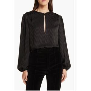 FRAME women’s black Print Keyhole Blouse size medium (New) $398.00